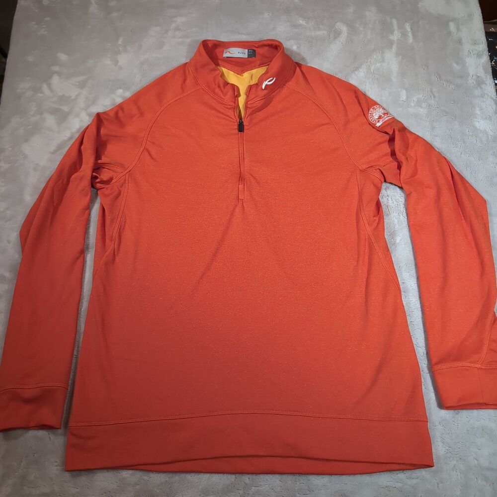 KJUS Keano 1/2 Zip Pullover Mens Large Orange Performance Golf Active Evanston‎